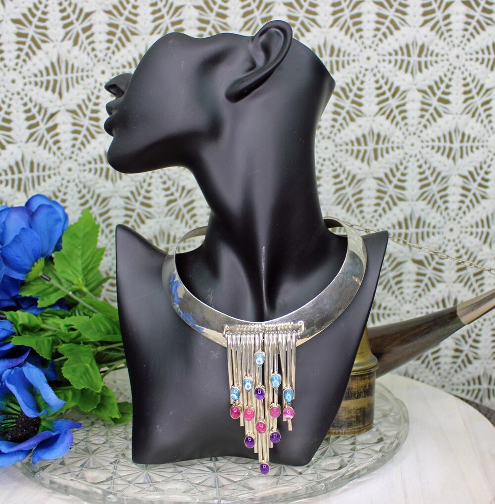 Sterling Silver Lorenzo Secatero for Carol Felley Modernist Cuff Choker Necklace